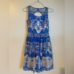 Blue cocktail Tracy Reece dress.